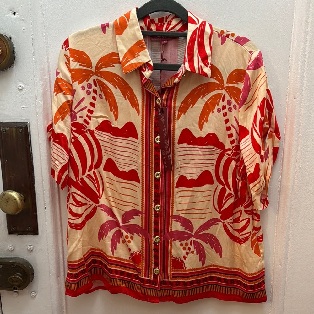 Vibrant Palm Tree Button-Up Shirt